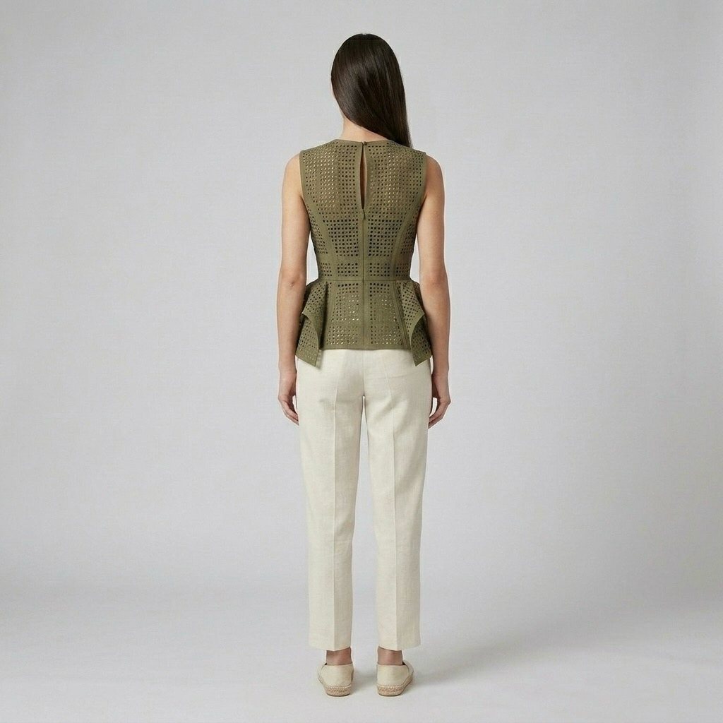 Square-Neck Laser-Cut Vest