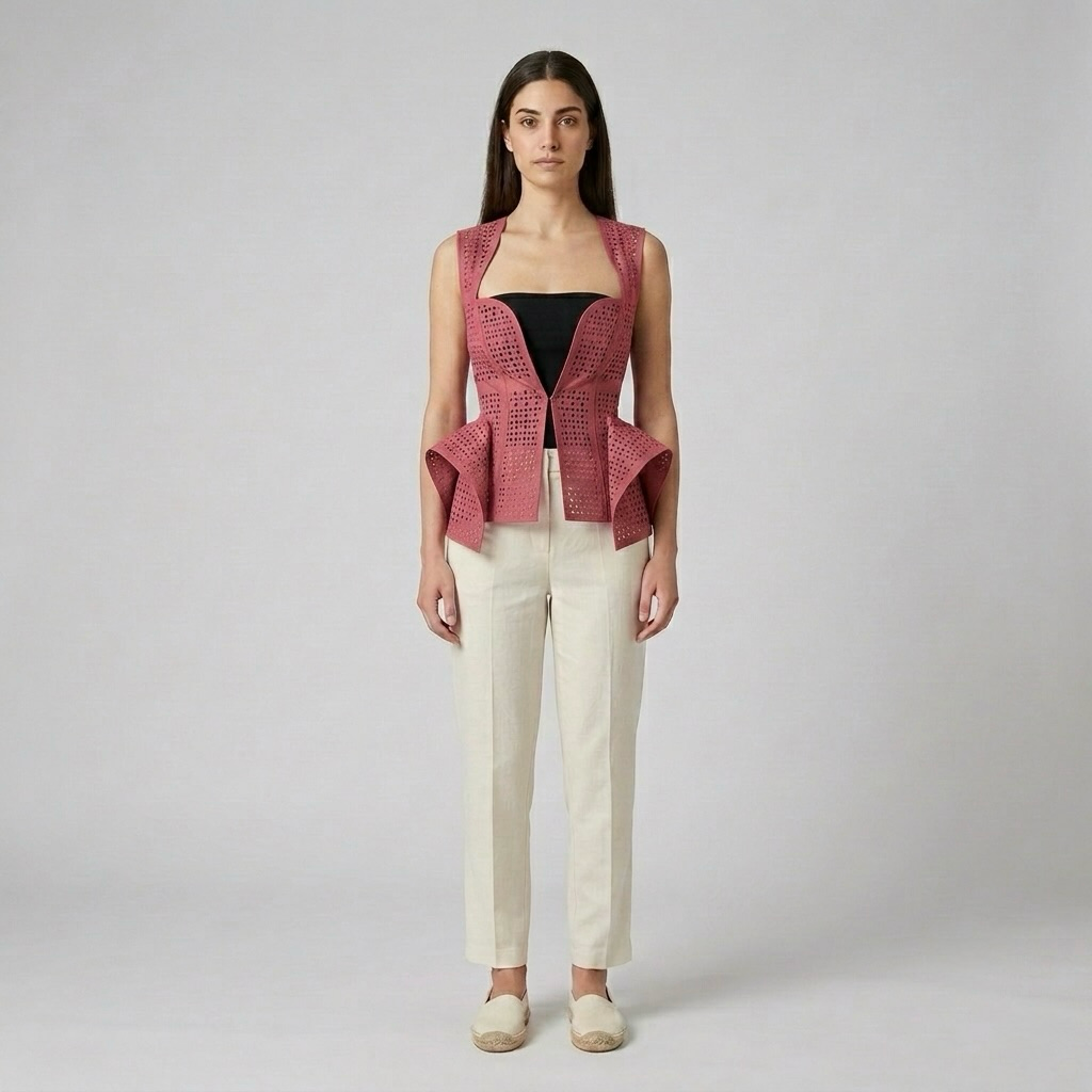 Square-Neck Laser-Cut Vest
