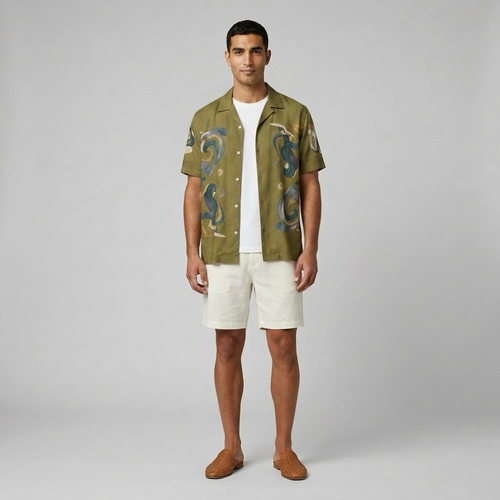 Abstract-Print Camp Shirt