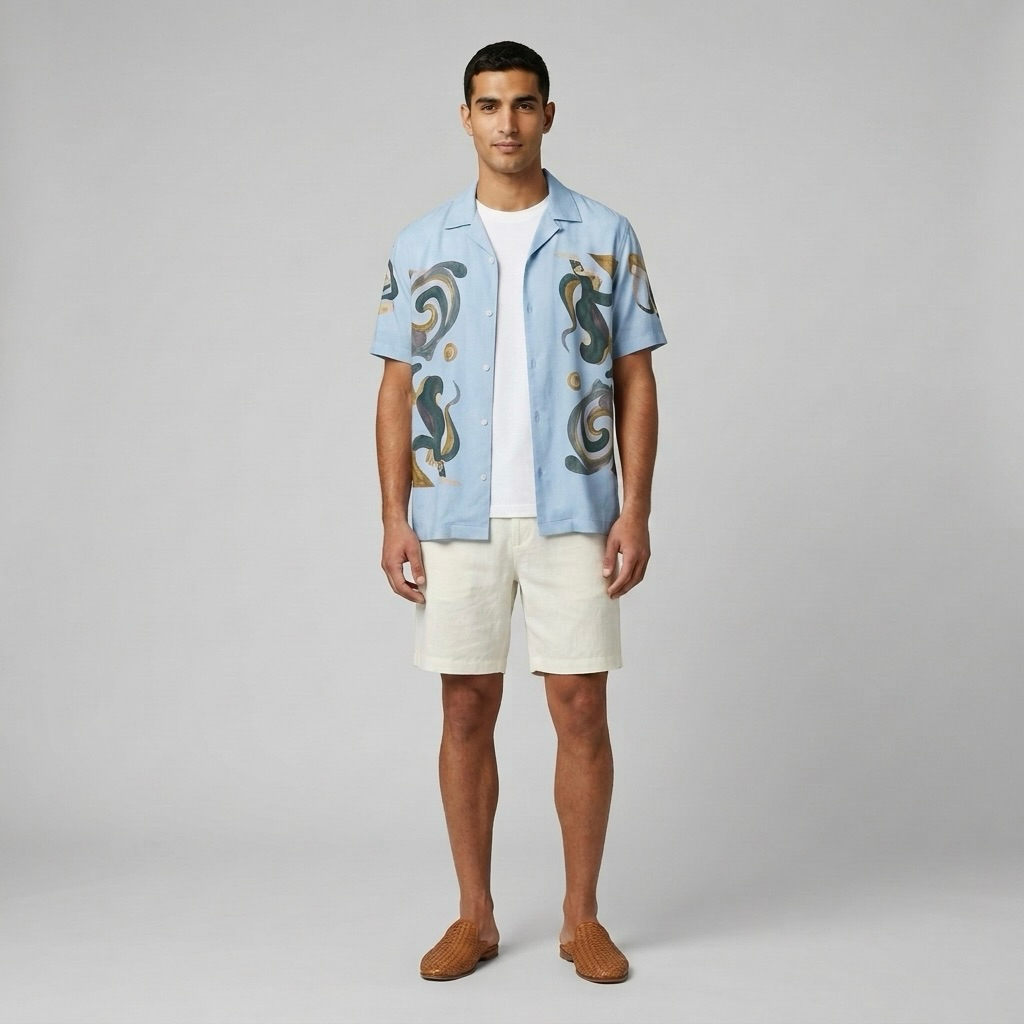 Abstract-Print Camp Shirt