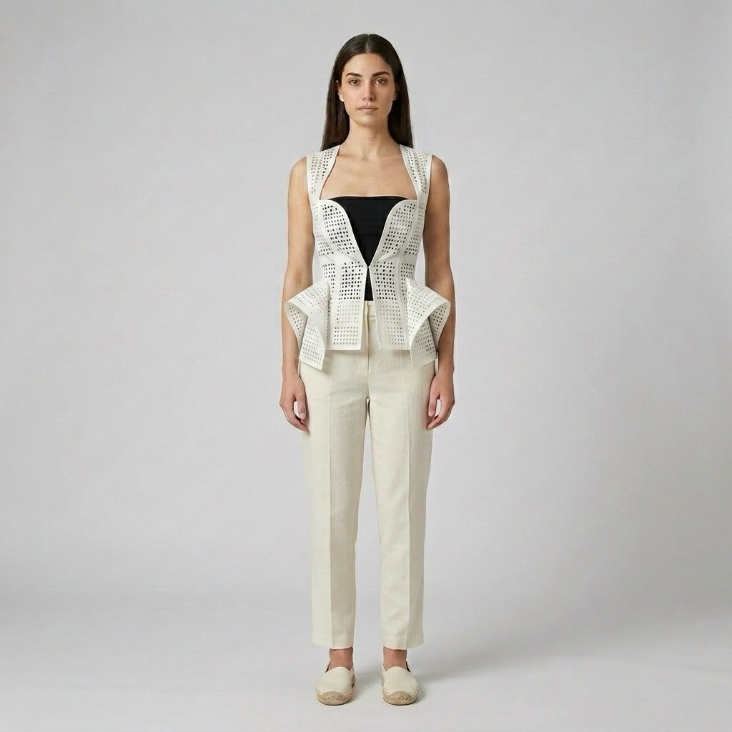 Square-Neck Laser-Cut Vest