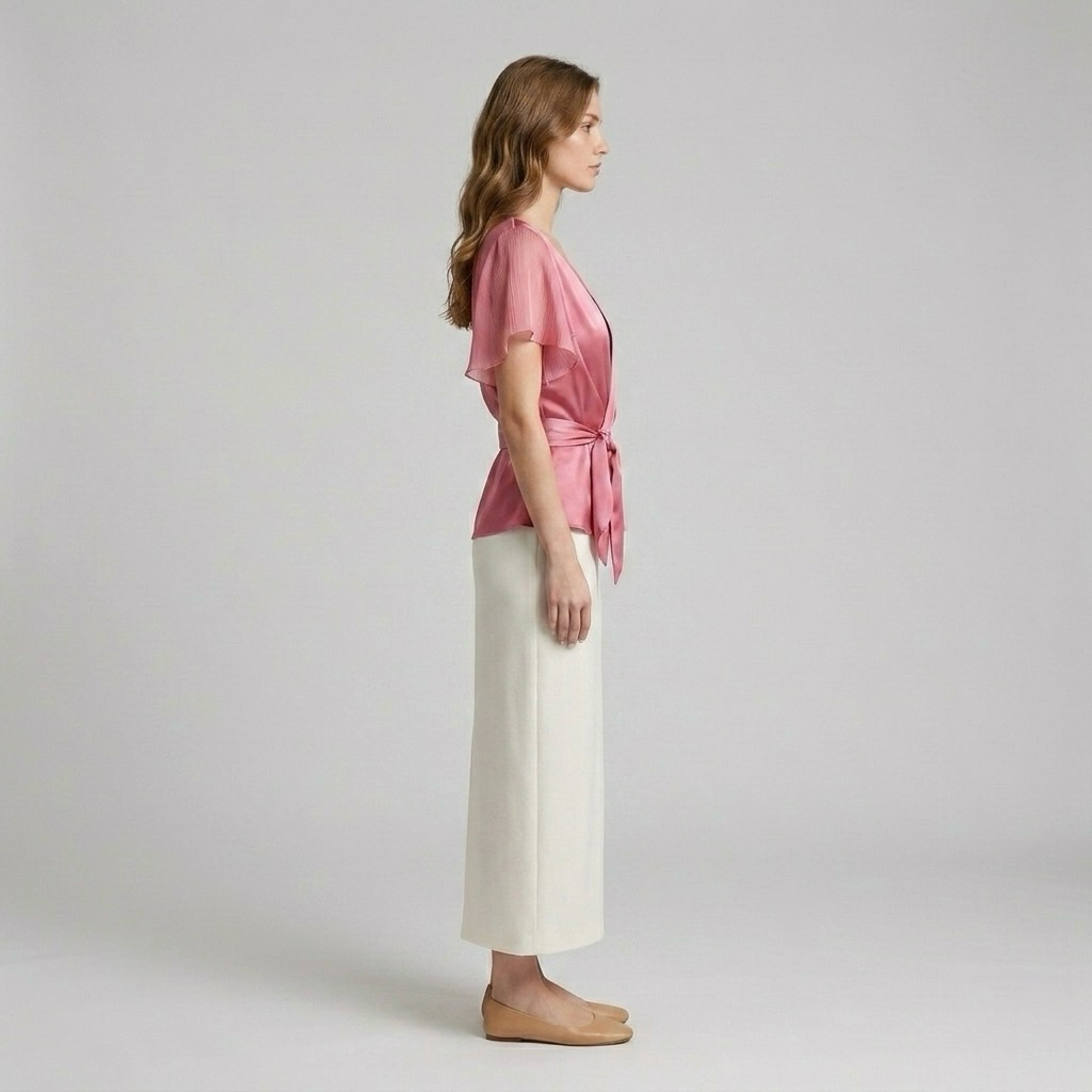 Tie-Wrap Satin Blouse