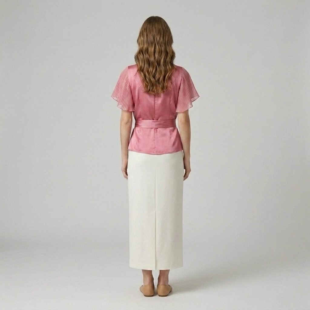 Tie-Wrap Satin Blouse