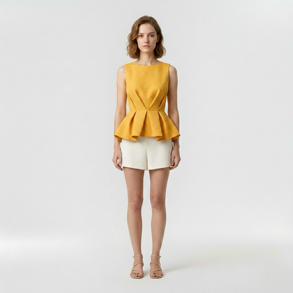 Pleat-Waist Sculpted Top