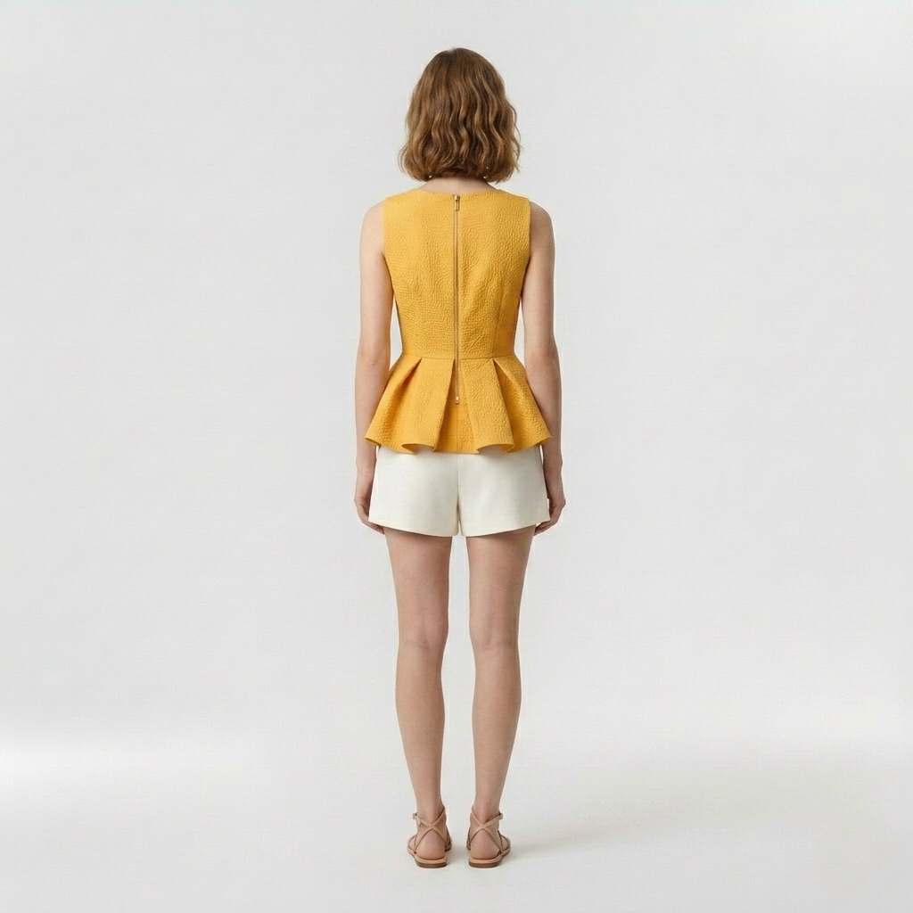Pleat-Waist Sculpted Top