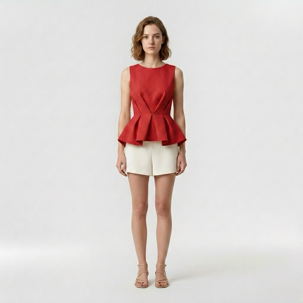 Pleat-Waist Sculpted Top