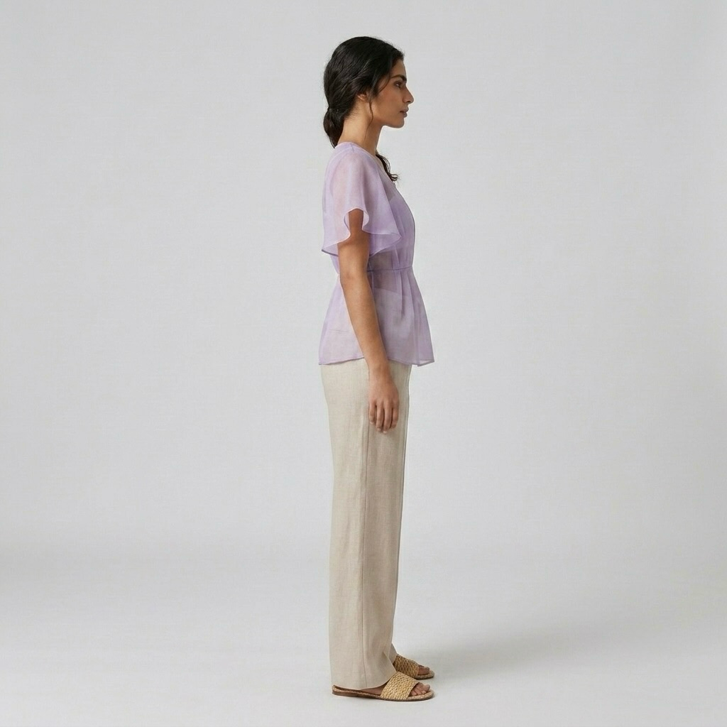 Semi-Sheer Flutter Blouse
