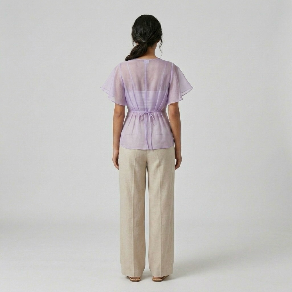 Semi-Sheer Flutter Blouse