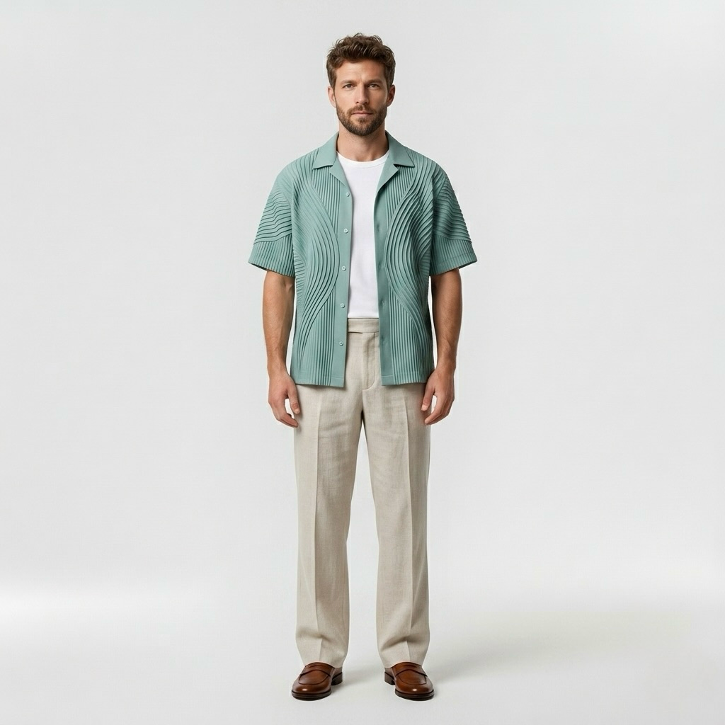 Wave-Pleat Statement Shirt