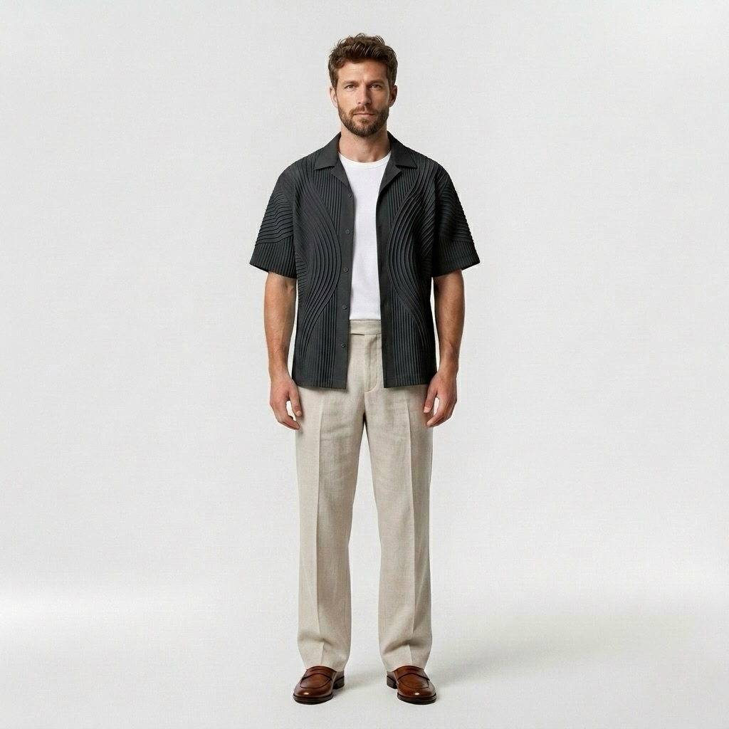 Wave-Pleat Statement Shirt