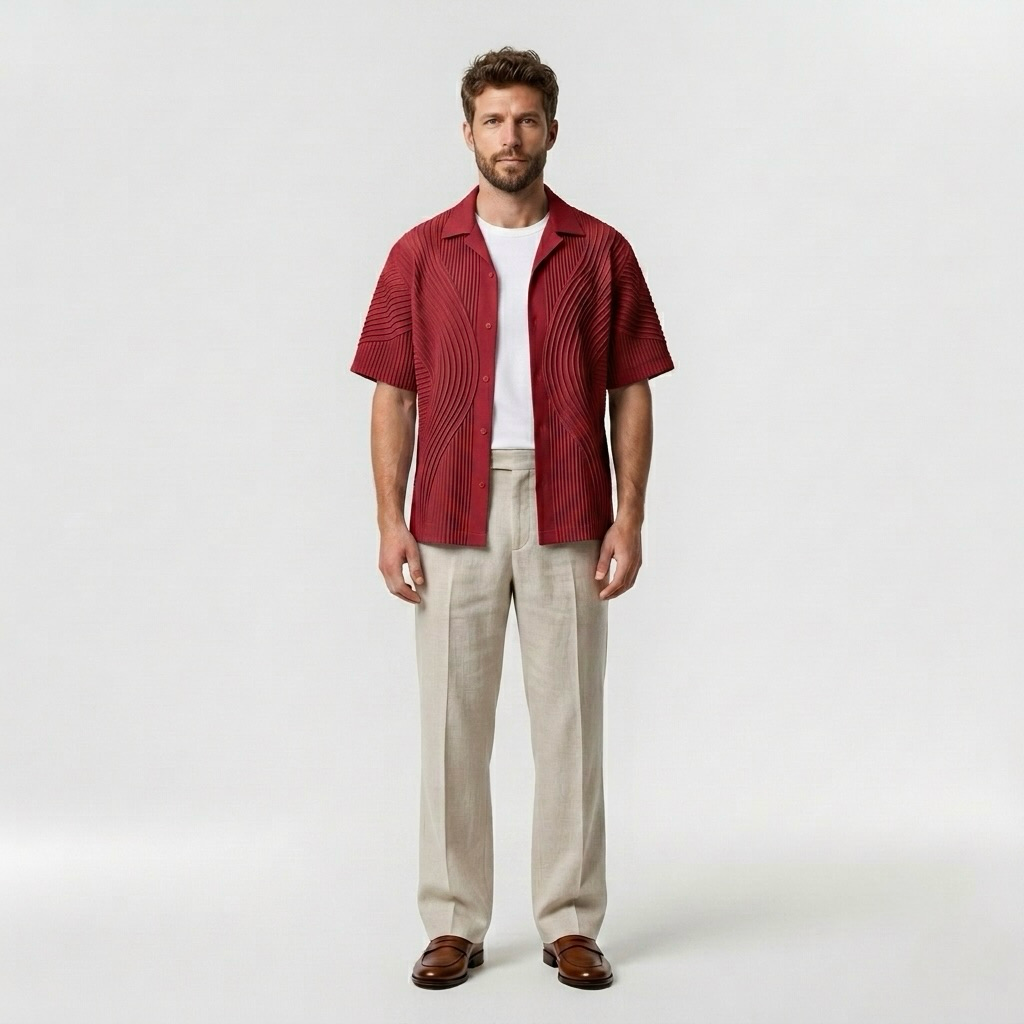 Wave-Pleat Statement Shirt