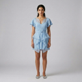 Cascade-Hem Belted Mini Dress