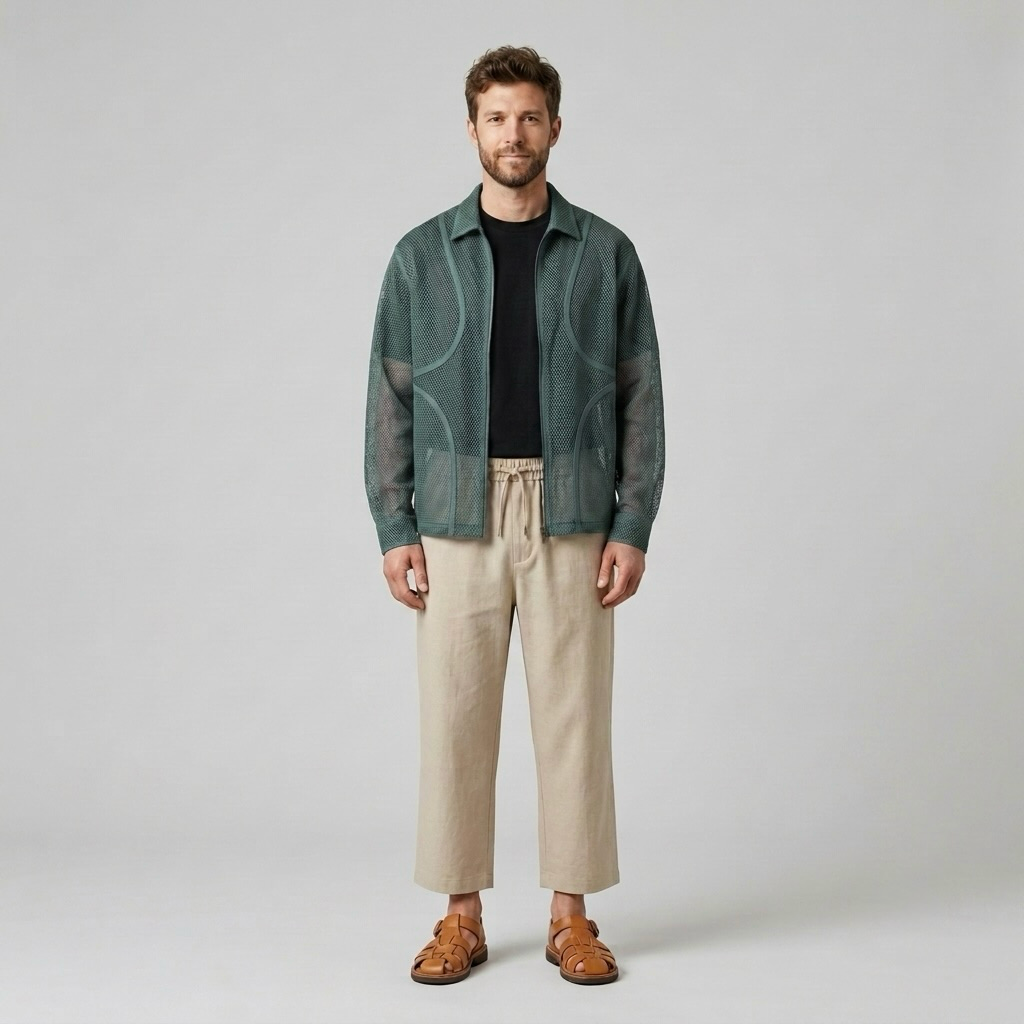 Semi-Sheer Mesh Overshirt